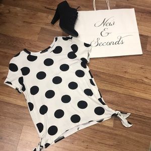 White Black Polka Dot Top Tie Sides